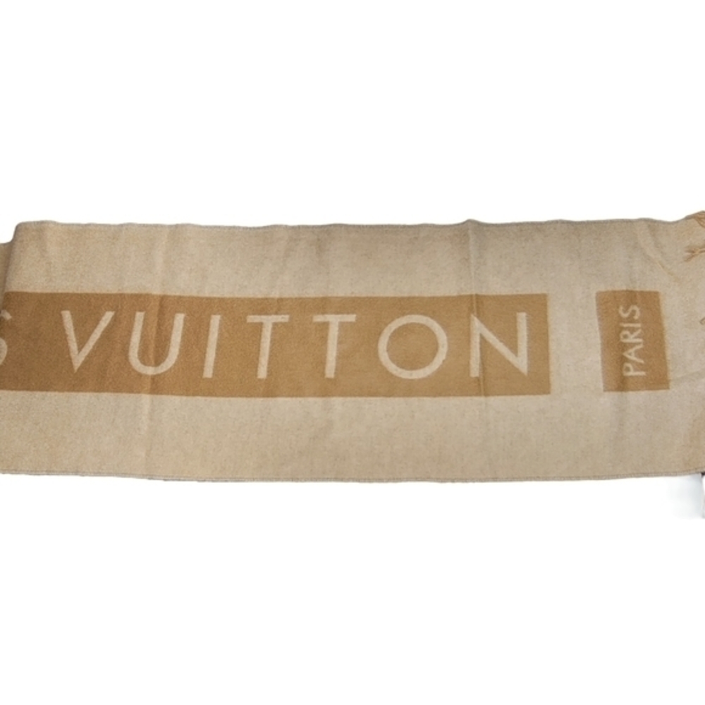 Louis Vuitton Beige & Tan Monogram Logo Scarf Wrap - Picture 4 of 9